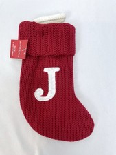 New Wondershop Red Mini 8  Christmas Knit Stocking Initial Letter  J  