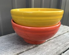 Fiesta Homer Laughlin Company 2 Cereal Soup Bowls Sunflower Yellow Poppy Orange