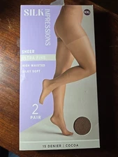 Silk Impressions Sheer Ultra Fine XXL 2 Pair 15 Denier Cocoa