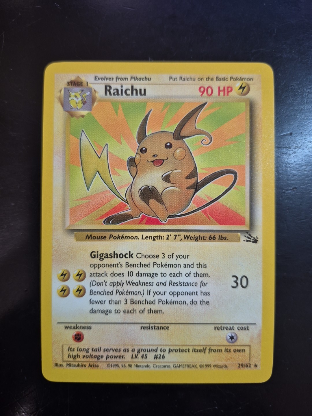 Raichu - 29/62 - Pokemon Fossil - Regular - NM WOTC