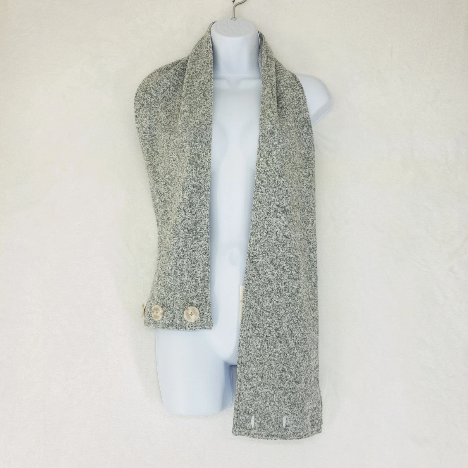 Patagonia Better Sweater Scarf Womens OS Birch White Gray Button Knit Fleece New