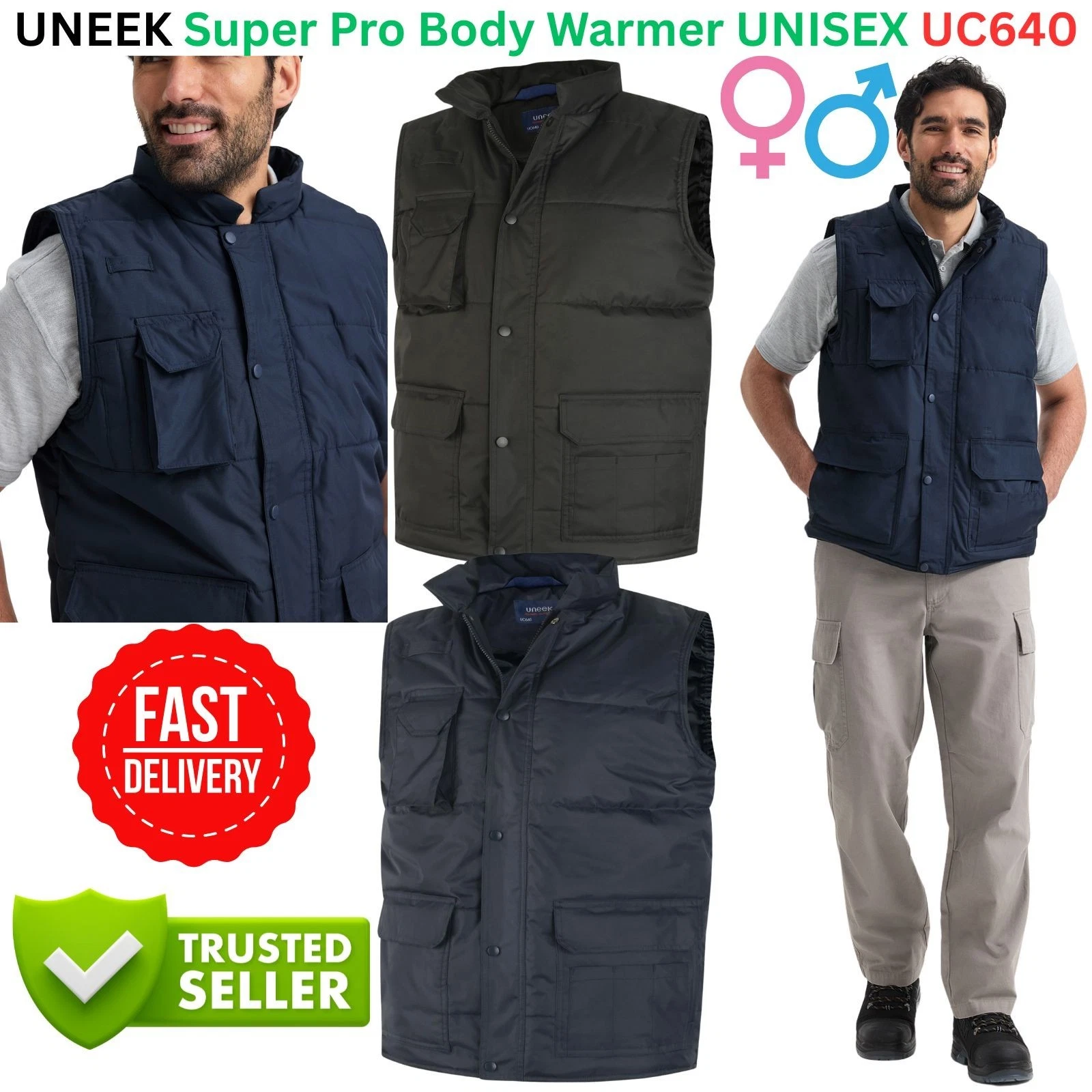 UNEEK UC640 Super Pro Bodywarmer | Unisex Lightweight Fleece-Lined Gilet