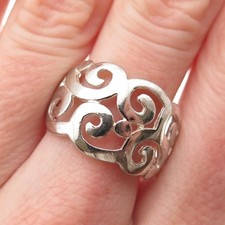 925 Sterling Silver Vintage Swirl Ring Size 8