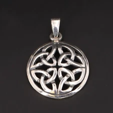 NEW Sterling Silver - IRISH Celtic Triquetra Trinity Knot Necklace Pendant - 4g