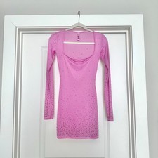 SKIMS SIZE SMALL JELLY SHEER RHINESTONE DRESS IN PETAL