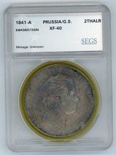 NIEMIECKIE PRUSY PAŃSTWOWE 1841-A 2 TALAR SREBRNA MONETA KM # 440,1 JAK POKAZANO