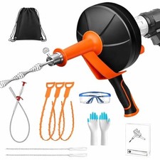 Drain Auger 25ft Clog Remover with Drill Adapter, Flexible Plumbing Snake for
