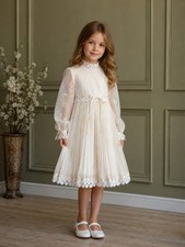 Vintage Ivory Lace Girls Dress 7 Fits 5 6T Flower Girl Wedding Easter Satin USA