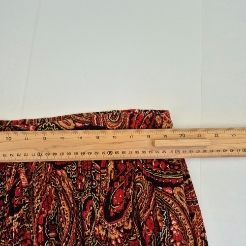 ORVIS Skirt Small Red Midi Paisley Comfort Waist Drawstring - Picture 5 of 11