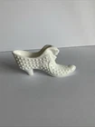 Vintage FENTON Milk Glass White Hobnail 5.75" Shoe Slipper Cat Head Art Glass