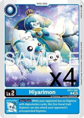 4X Digimon Card Game Hiyarimon EX11-002 Common NM