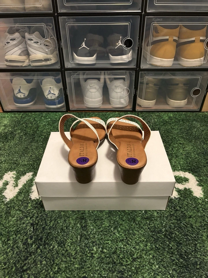 Sandalia con correa blanca y marrón zapatera italiana | Mujer Talla 8,5|*NUEVA*SIN CAJA Foto 3 de 4