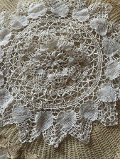 Vintage White Bobbin Lace Doily, 35cm, Antique, Collectible, Japan