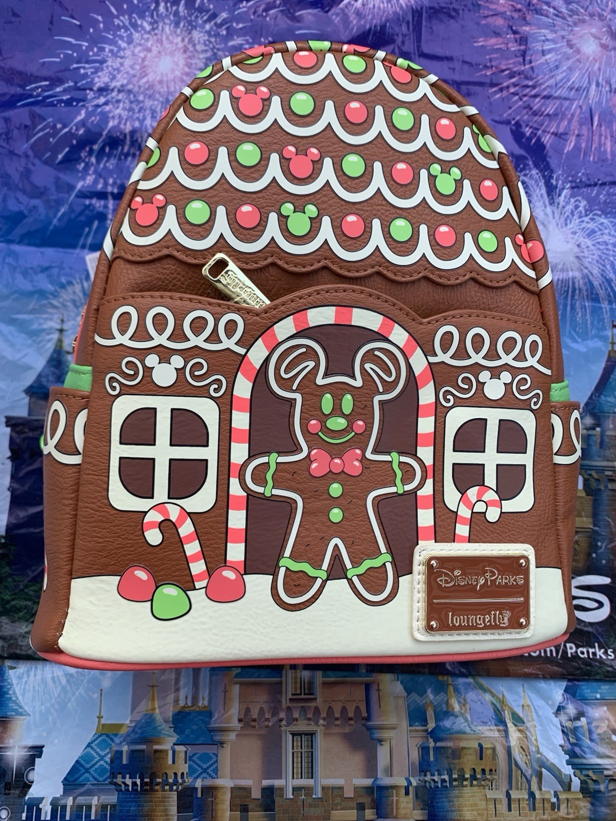 Disney Parks Mickey Mouse Gingerbread Loungefly Mini Backpack New