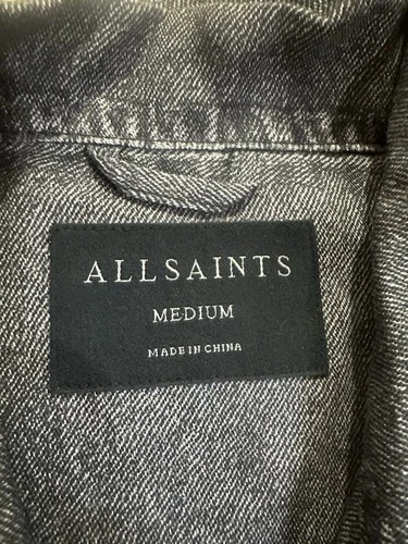 ALLSAINTS Hettie Shacket Men’s M Black Denim Lyocell Button Front Pockets image 3
