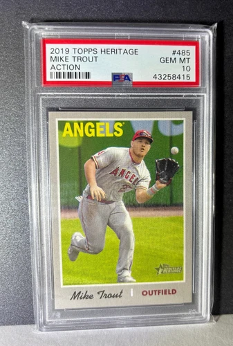 2019 Topps Heritage High Number SP Action Variation  Mike Trout PSA 10 GEM MT