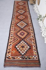 Turkish Vintage Rug 2,7x11,6 ft, Brown Herki ...