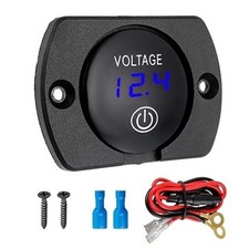 DC 12V 24V Volt Meter Battery Voltage Gauge Digital Display with T Color: Blue