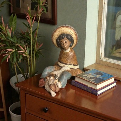 Retired Lladro 2164  Paco Pancho  Boy Sitting with Dog Gres Finish| Mint