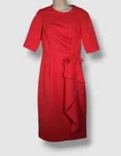 $564 Rickie Freeman for Teri Jon Women's Red Floral Applique Sheath Dress Size 6