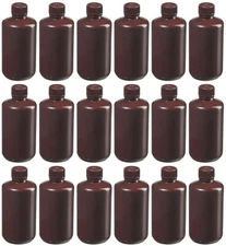 NEW 18-PACK Nalgene 250 mL 8 oz Narrow-Mouth Opaque Amber HDPE Packaging Bottles
