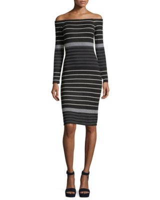 striped off the shoulder sweater dress Our Striped Off Shoulder Sweater Dress Without Belt is such a vibe