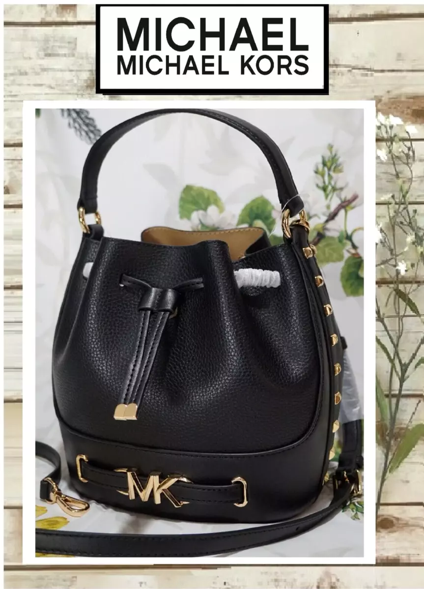 Michael Kors Reed Medium Studded Pebbled Leather Bucket Bag