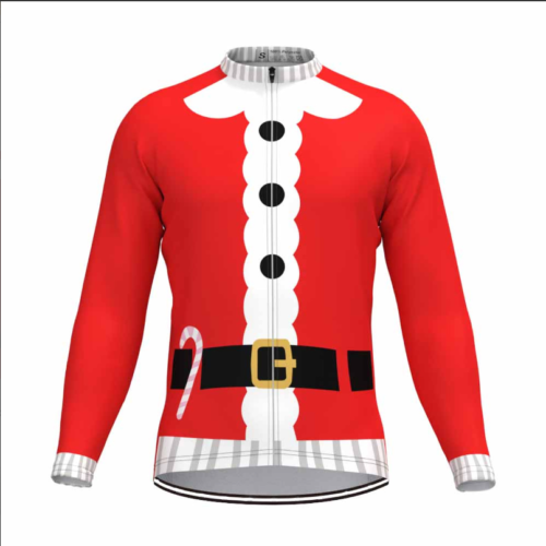 2024 New Red Cycling Long Sleeve Jersey mens Santa Claus Cycling Jerseys - Picture 1 of 4