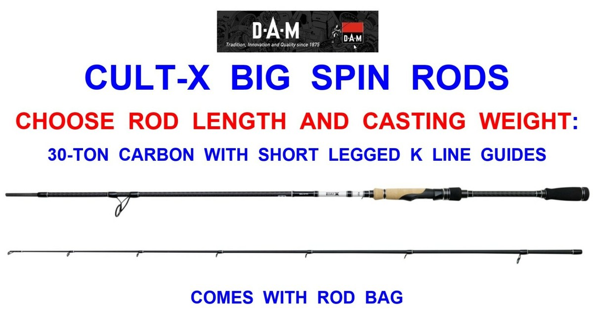 NEW DAM CULT-X BIG SPIN RODS 2pc 30-TON CARBON FOR SPINNING BIG PIKE JERK  BAIT