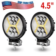 4.5 inch Round LED Driving Work Light Fog Lamp Dual Color DRL Truck Offroad SUV