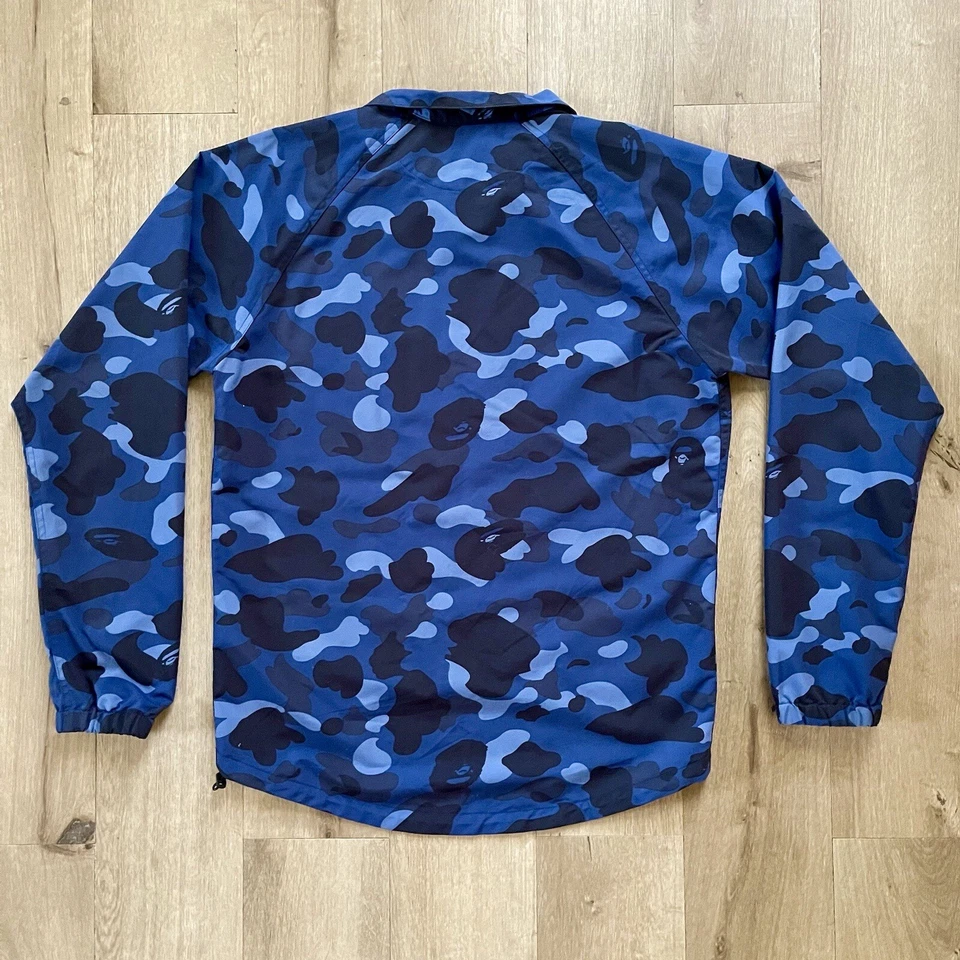 RARE FW14 A Bathing Ape Bape Navy Blue Camo Cycling Windbreaker Jacket NIGO - Image 4 of 4