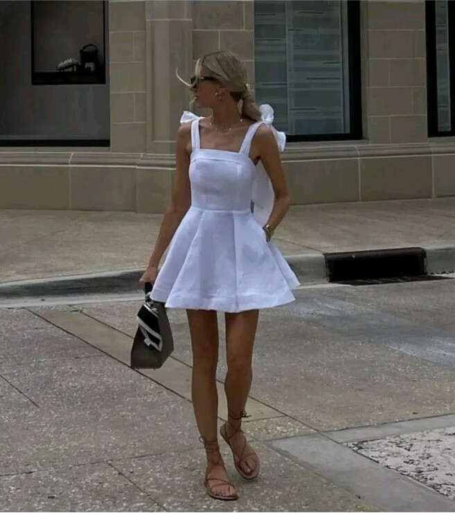 Absolutely Stunning! Dissh White Linen Bow Dress US 8 AU 12 | eBay