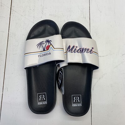 Robin Ruth Mens White Florida Miami Vintage Style Slides Size 12