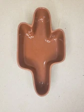 Cactus Salsa Chip Dip Bowl Green Orange Terra Cotta Glazed Ceramic Stoneware