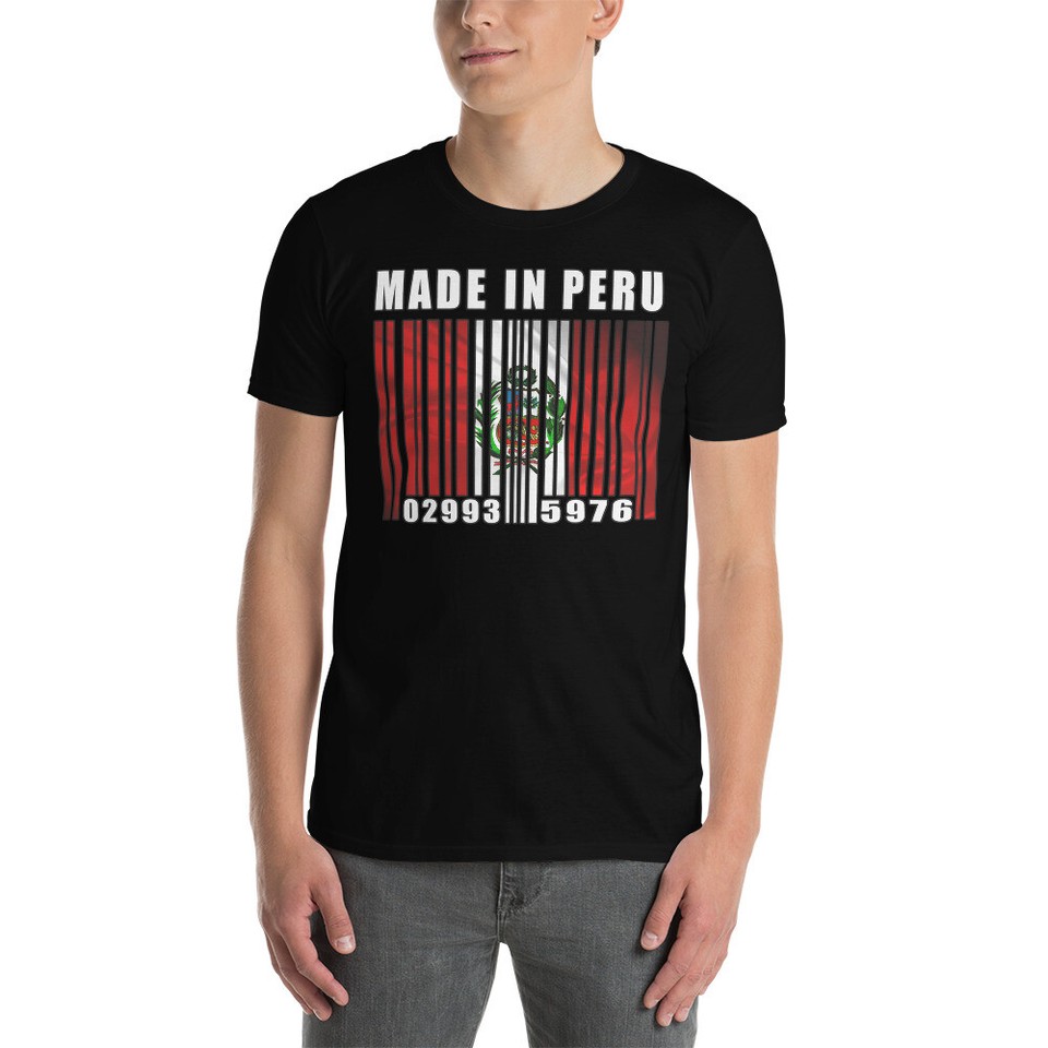 MADE IN PERU BAR CODES FUN PERUVIAN PRIDE GRAPHIC Short-Sleeve Unisex T ...