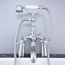 Polished Chrome Bathroom Claw foot Tub Faucet / Filler With Hand Shower stf755