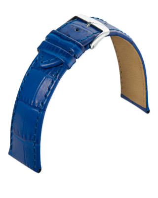 Minott Ersatzband Uhrenarmband Leder Kroko-Print dunkelblau 22mm
