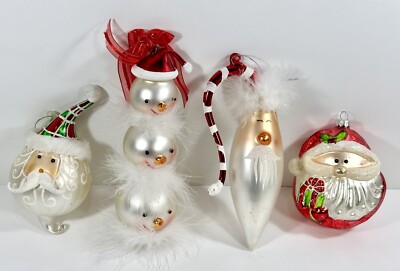 Mixed Lot of 4 Blown Glass Santa Claus Christmas Ornaments