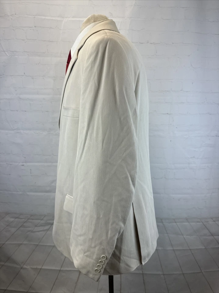 Blazer Andrew Fezza para hombre gris claro blanco roto 100 % seda tres botones 44S $495 Foto 4 de 4