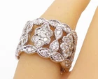 925 Sterling Silver  Cubic Zirconia Floral Band Cocktail Ring Sz 9  RG3620