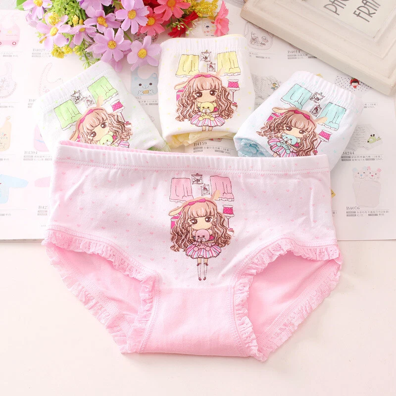 4 Pack Baby Girls Knickers Underwear Cotton Kid Briefs Underpants 2-12 Years New - Image 2 of 4