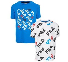 NEW Fila Youth Boys T-Shirt Blue  White XL18/20 2-Piece Cotton Tee Shirts