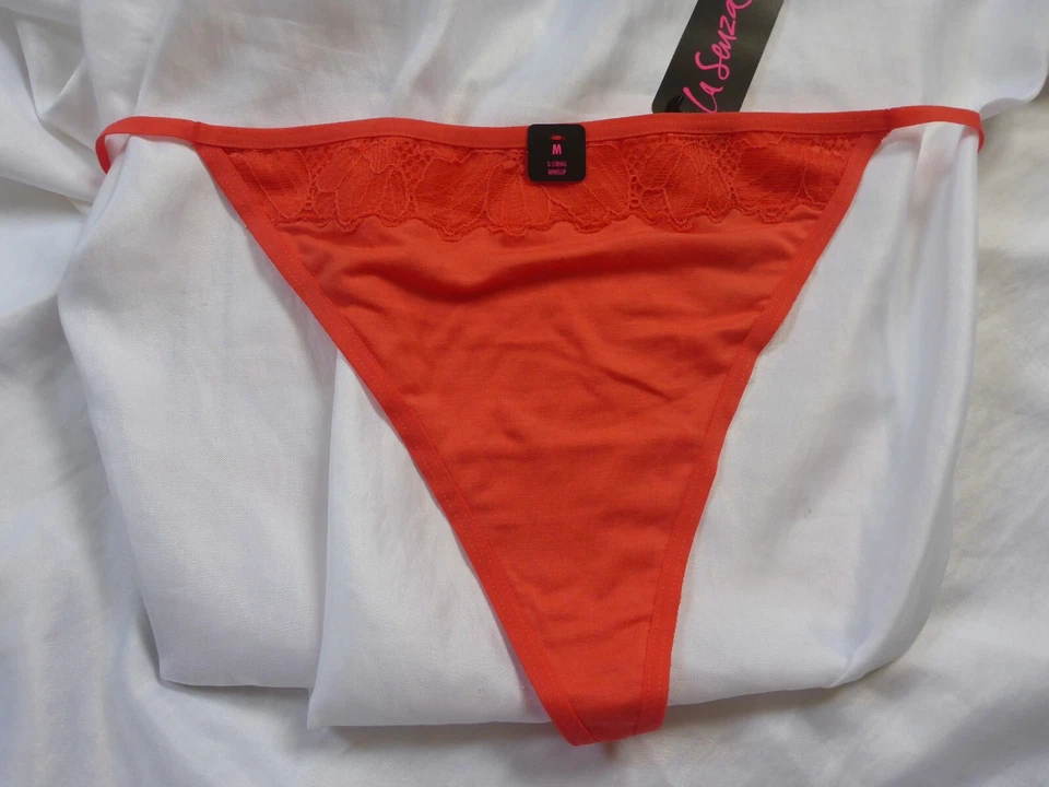 M, La Senza 'Ultra Soft modal' encaje recortado tanga, Coral, NUEVO Foto 4 de 4