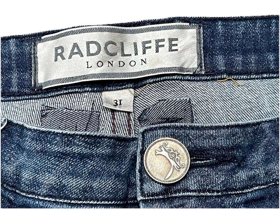 Radcliffe LONDON SKINNY ZIPPER LEG Blue Denim JEANS Sz: 31" - Image 3 of 4