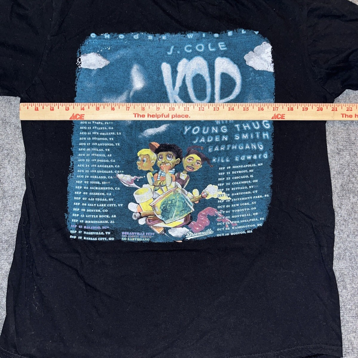 J Cole KOD Tour Double Sided T Shirt 2018 Young Thug Jaden Smith 