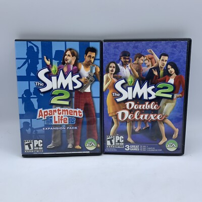 Sims 2 - Double Deluxe & Apartment Life Expansion Pack (Windows PC Lot Of 2)
