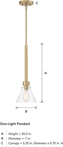 Elegant 7" Willow Creek Pendant Light in Brushed Gold for Kitchen & Dining - Picture 8 of 9