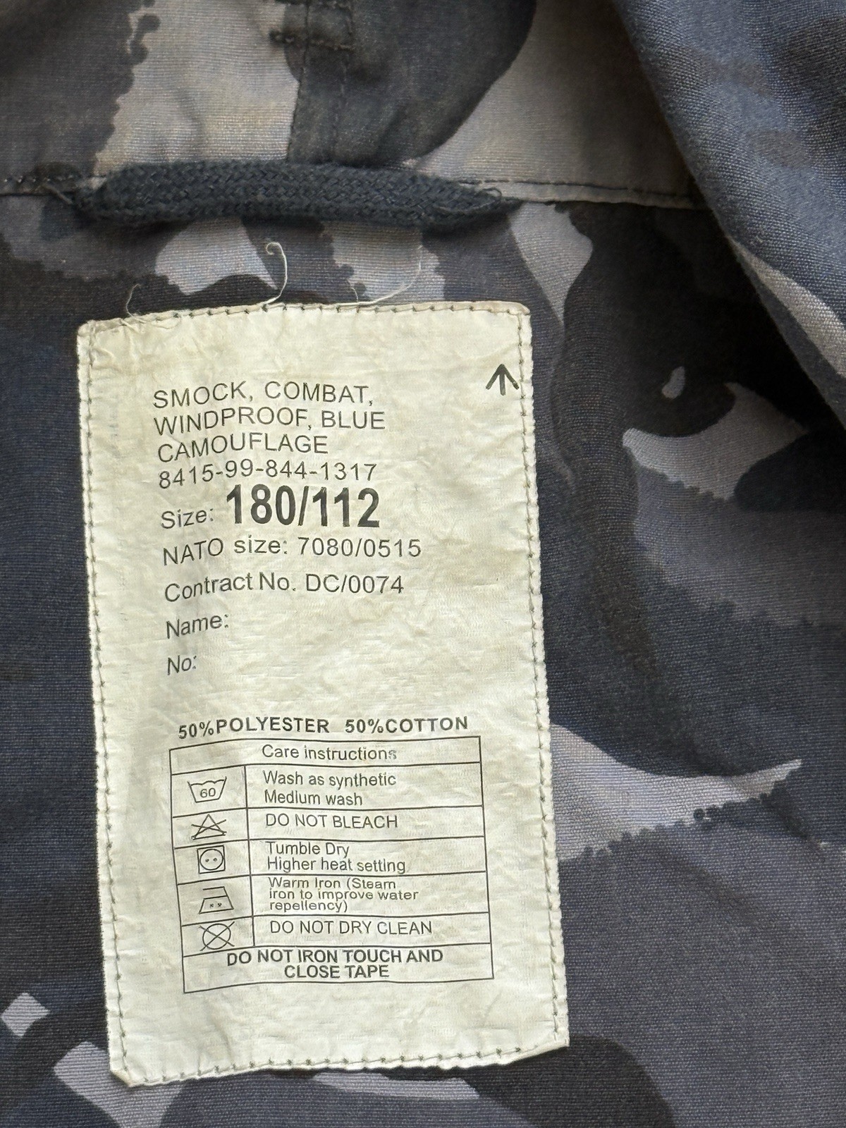 British DPM Windproof Blue Camo Smock Hooded Field Jacket OPFOR 180/112 - Large image 8