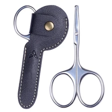 3.75" Nose Hair Scissors, round Tip Small Facial Mustache Scissors for Men'S Tri