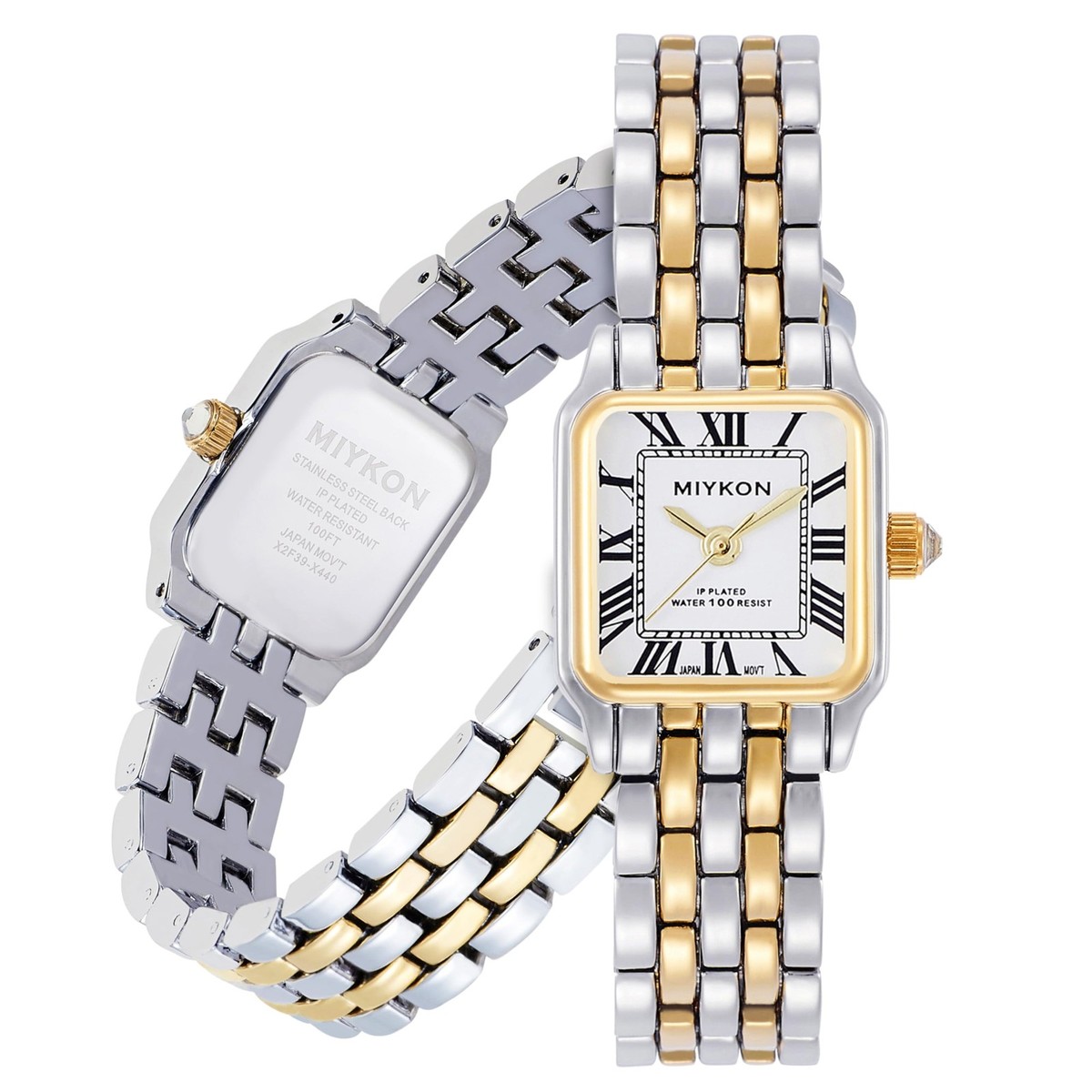 Luxury Gold Watch Set with Japanese Quartz Movement Dainty Stainless Steel Rare Seiko Rivoli Half Moon White Dial 1F20 5D50 Gold Dainty  main image 2